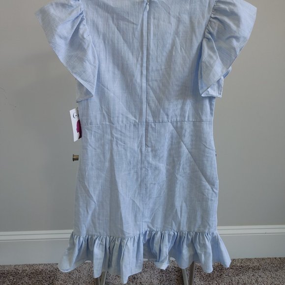 Gabby Woman's Size 16 Flutter Sleeve Knee Length Square Neck SunDress Blue - Picture 2 of 6